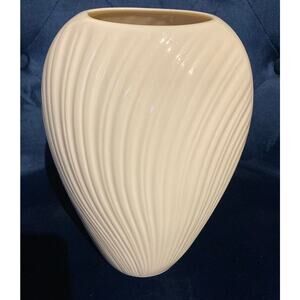 Lenox Ivory Porcelain Monterey Medium Vase 8” Textured Swirl Design Made in USA